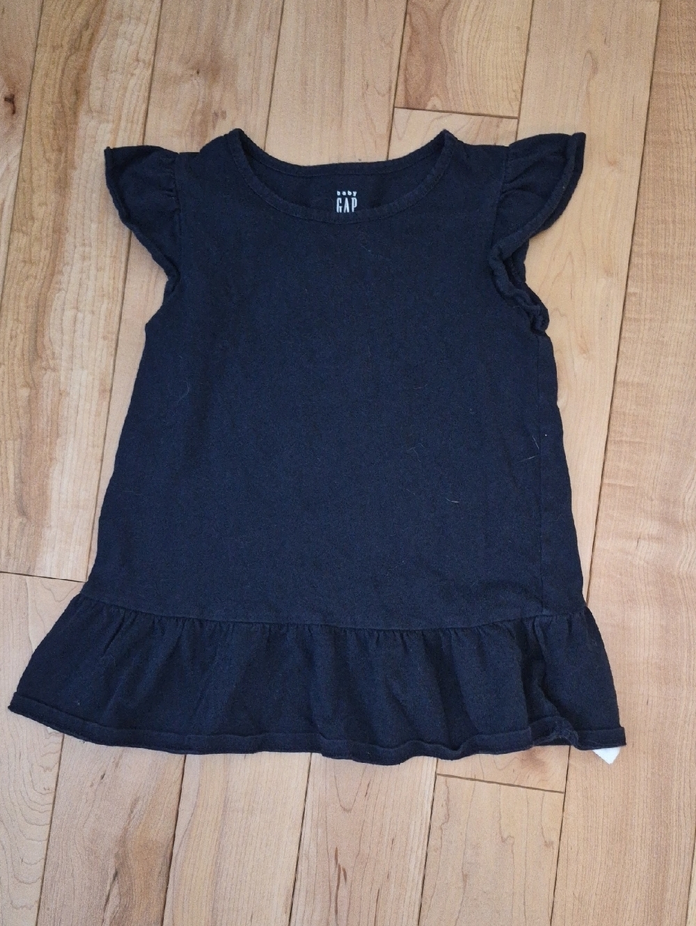 Girls Size 4 Gap Navy Blue Ruffle-Hem Short Sleeve Top